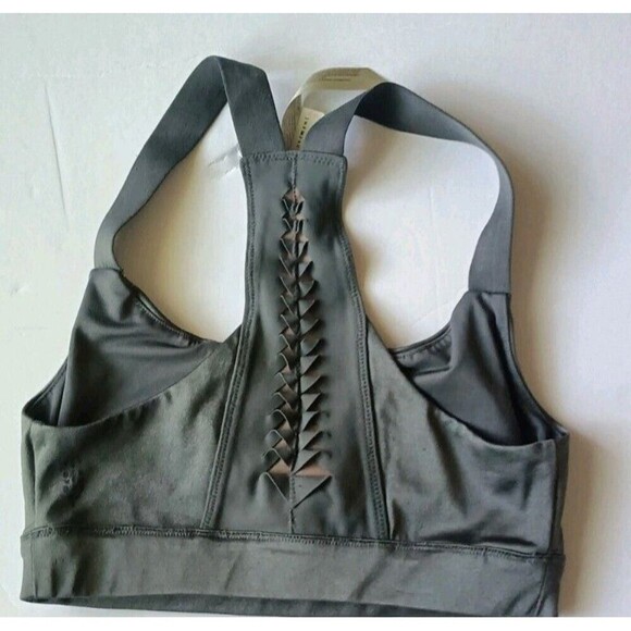 Free People FP Movement Sports Bra Size XS Gray Mesh Racerback Medium Support - Picture 2 of 5